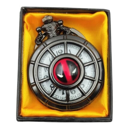 Deadpool Black Colored Pocket Watch Metallic Keychain