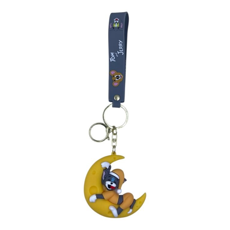 Tom and Jerry Keychain | 3D Tom Keychain | Tom on Moon Keychain | Cartoon Anime Keychain | Anime Bag Charm | Keychain for Backpack | Cute Cartoon Keyring | Kids Cartoon Keychain | Anime Gift Item | Collectible Anime Keychain | Tom Jerry Merchandise |