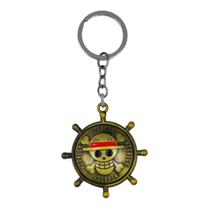 OnePiece Luffy Anime Spinning Metallic Keychain (Golden) - Image 1