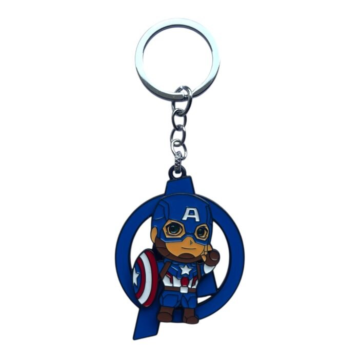 Superhero Captain America Spinning Metallic Keychain (Design 2) - Image 1