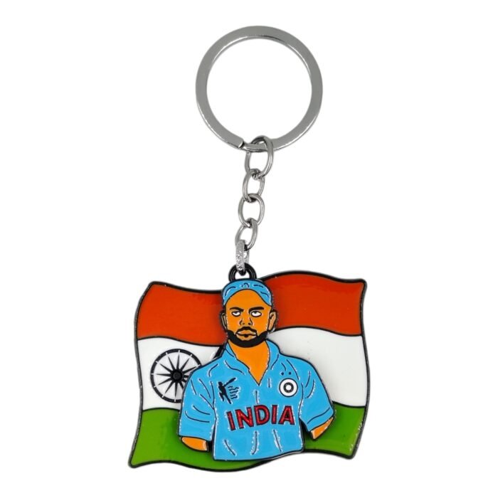 Virat Kohli Spinning Metallic Keychain (Design 1) - Image 1