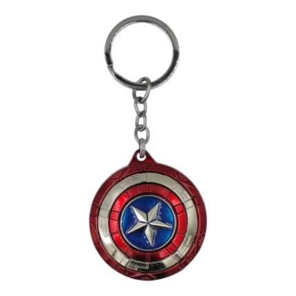 Superhero Captain America Shield Spinning Metallic Keychain (Design 2)