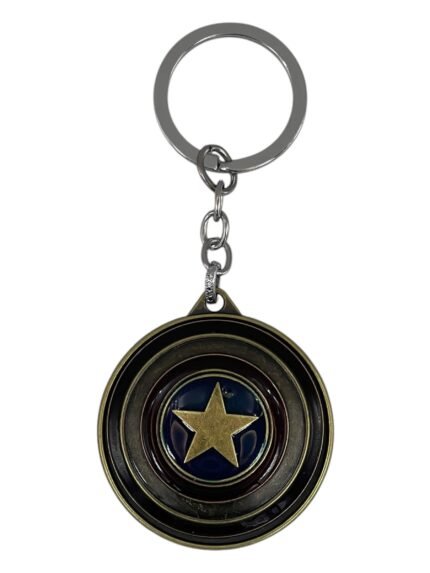 Superhero Captain America Shield Spinning Metallic Keychain (Design 3)