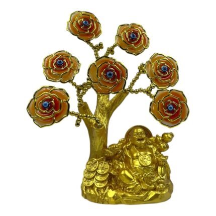 Laughing Buddha Theme Decorative Evil Eye Tree - Red Flowers ET-04