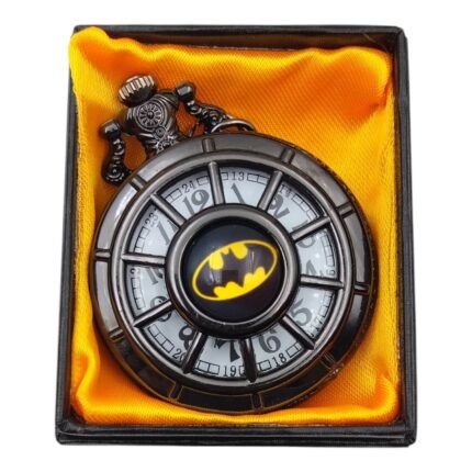 Batman Black Colored Pocket Watch Metallic Keychain
