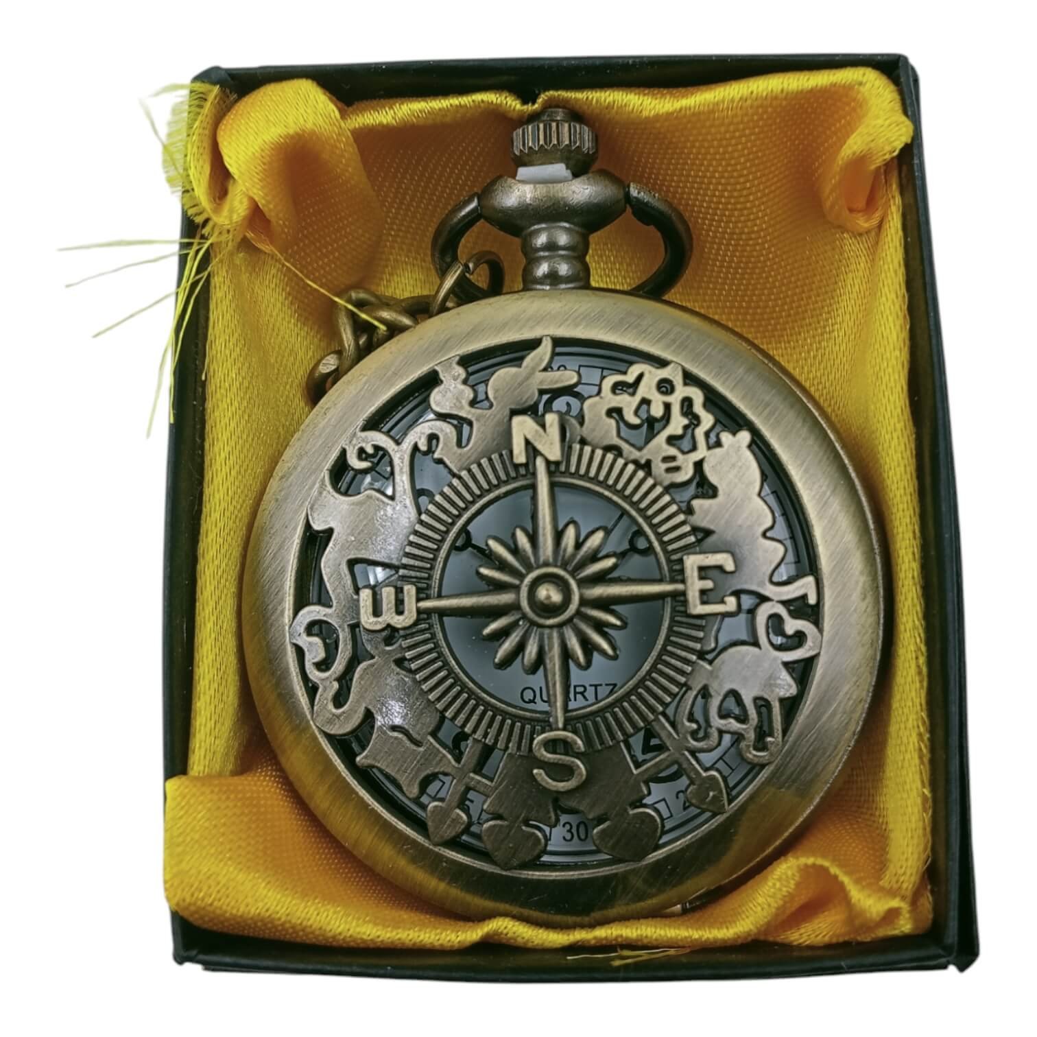 PW-50 Compass Pocket Watch Metallic Keychain Style1 - Image 1