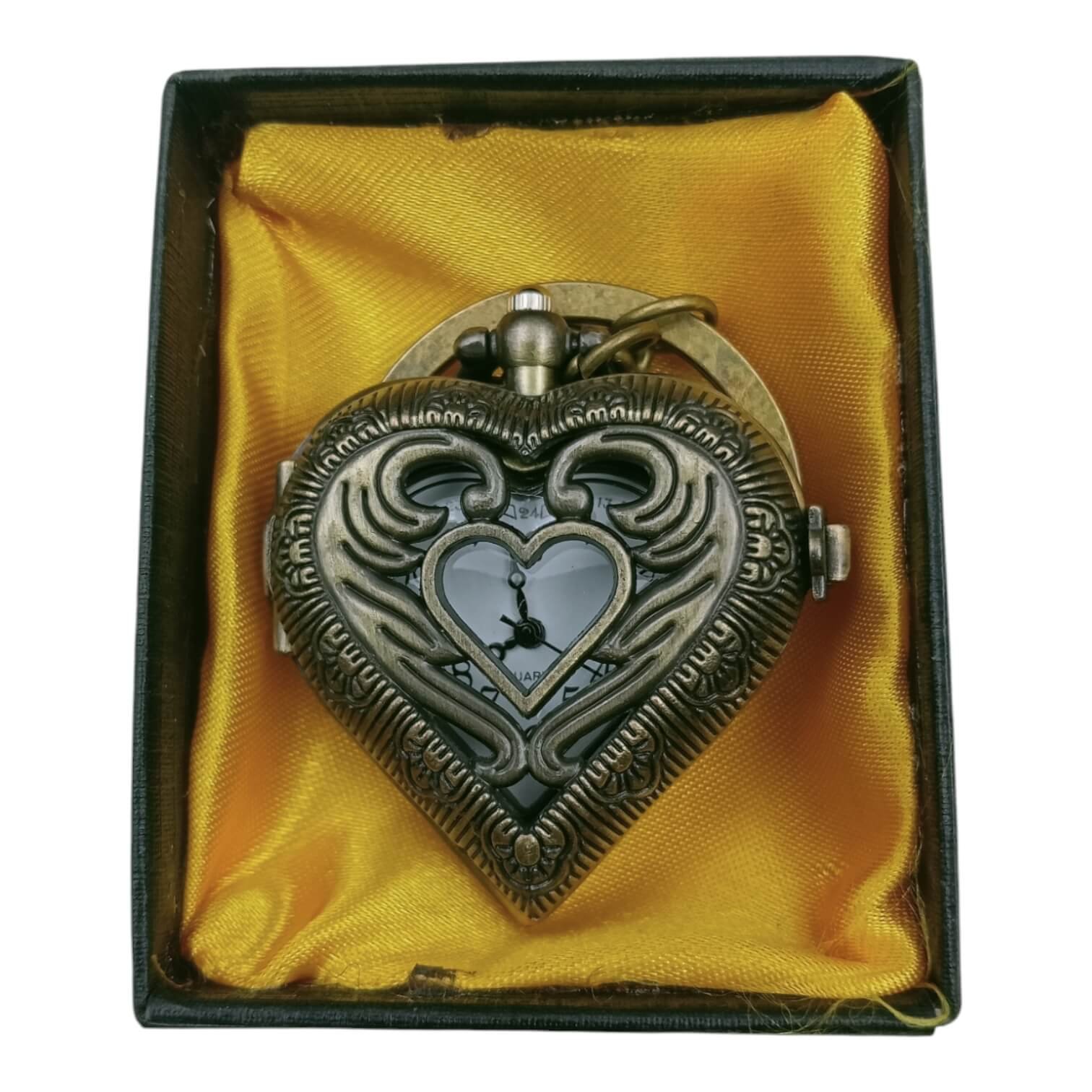 PW-86 Heart Design Pocket Watch Metallic Keychain Style2 - Image 1