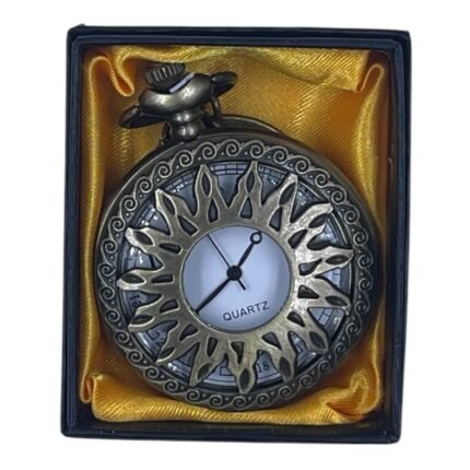 Sun Pocket Watch Metallic Keychain