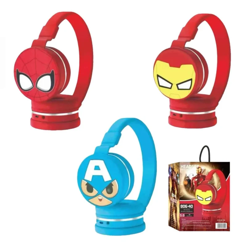 Kids Bluetooth Headphones | Superhero Kids Headphones | Wireless Kids Headset | Spiderman Headphones | Iron Man Headphones | Captain America Headphones | Foldable Kids Headphones | Rechargeable Kids Headphones