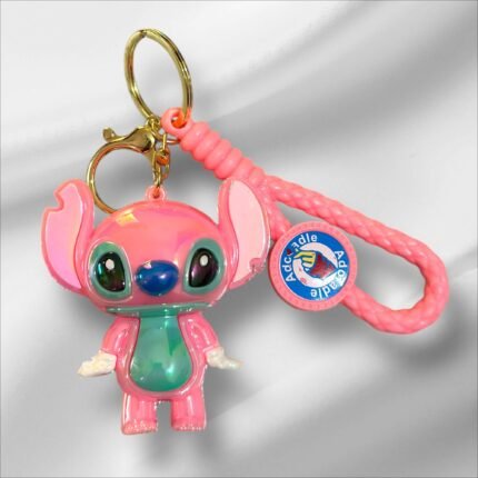 Stitch Keychain | Pink Stitch Keychain | 3D Cartoon Keychain | PVC Keychain | Shinning Keychain | Cute Anime Keychain | Premium Keychain | Bag Charm | Kids Keychain | Gift Keychain