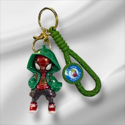 Spiderman Keychain | Marvel Keychain | 3D PVC Keychain | Superhero Accessories | Shiny PVC Keychain | Green Spiderman | Premium Keychain | Bag Charm | Key Accessories | thewholesalestreet