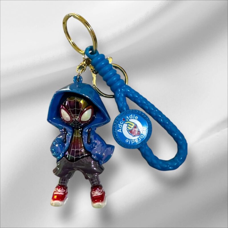 Spiderman Keychain | Marvel Keychain | 3D PVC Keychain | Superhero Accessories | Shiny PVC Keychain | Blue Spiderman | Premium Keychain | Bag Charm | Key Accessories | thewholesalestreet