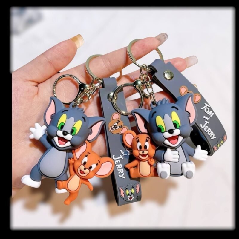 Tom & Jerry Keychain | 3D Rubber Keychain | Cartoon Keychain | Combo Keychain | Kids Keychain | Anime Accessories | Bag Charm | Key Holder | Cute Keychain | thewholesalestreet
