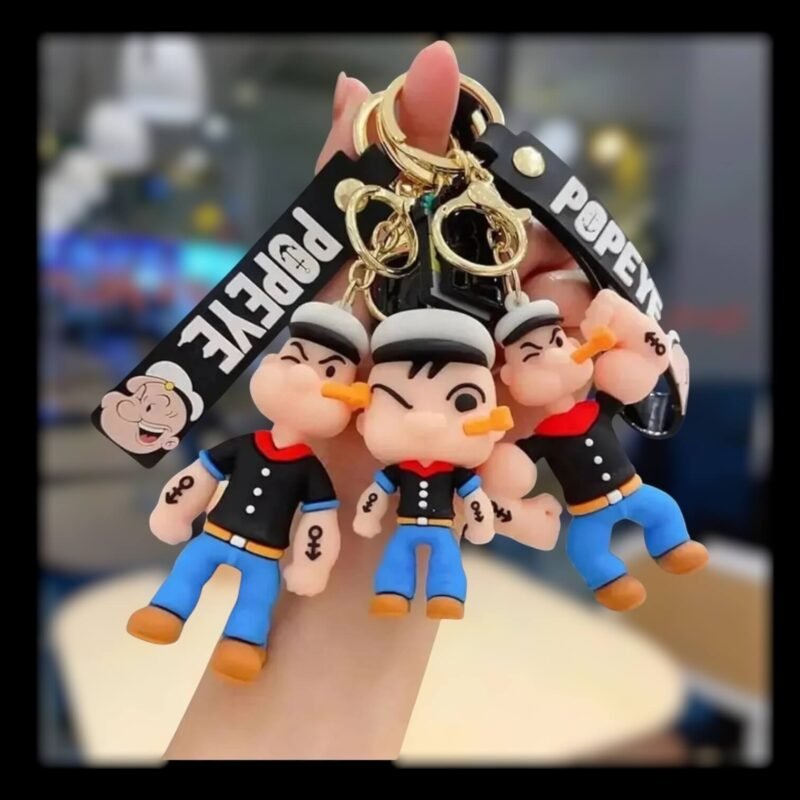 Popeye Keychain | 3D Rubber Keychain | Cartoon Keychain | Popeye Merchandise | Anime Keychain | Rubber Key Holder | Bag Accessories | Cute Keychain | Gift Item | Wholesale Keychain