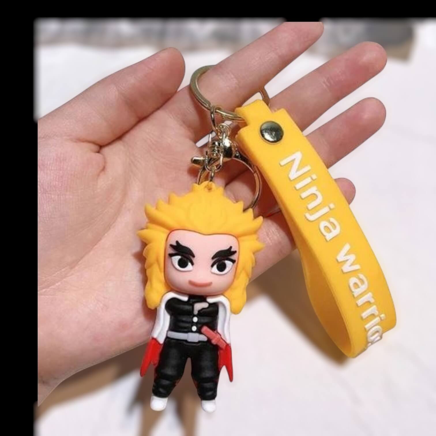 stylish demon slayer key chain rengoku keychain silicone | cool demon slayer keychain | iconic demonslayer Keychain | trendy anime keyChain demon slayer | fun demon slayer keychains