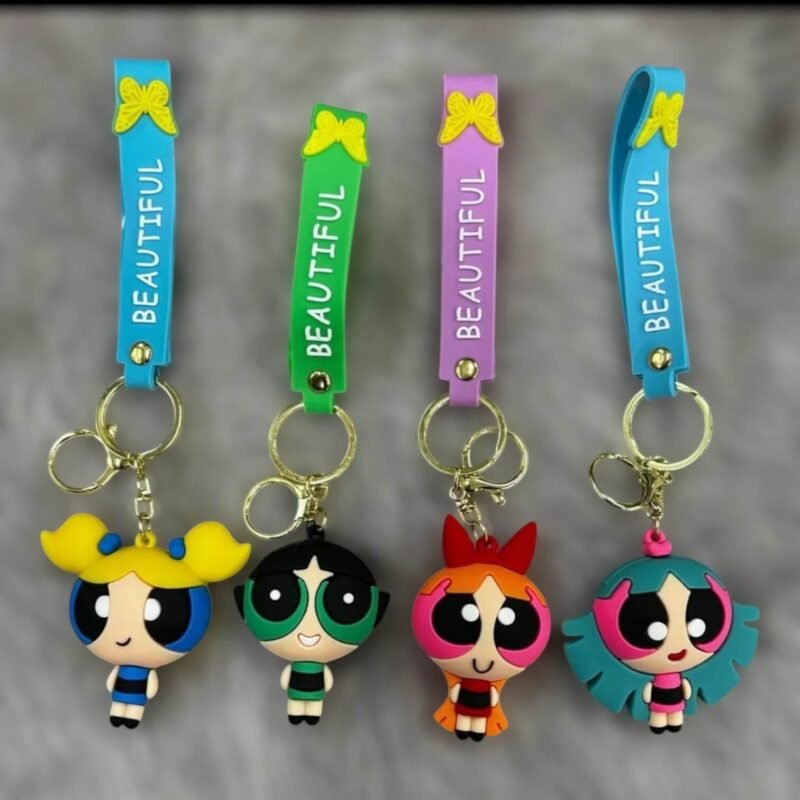 Powerpuff Girls Keychain | 3D Rubber Keychain | Cartoon Keychain | Kids Keychain | Cute Keychain | Anime Accessories | Bag Charm | School Bag Keychain | Collectible Keychain | Gift Item