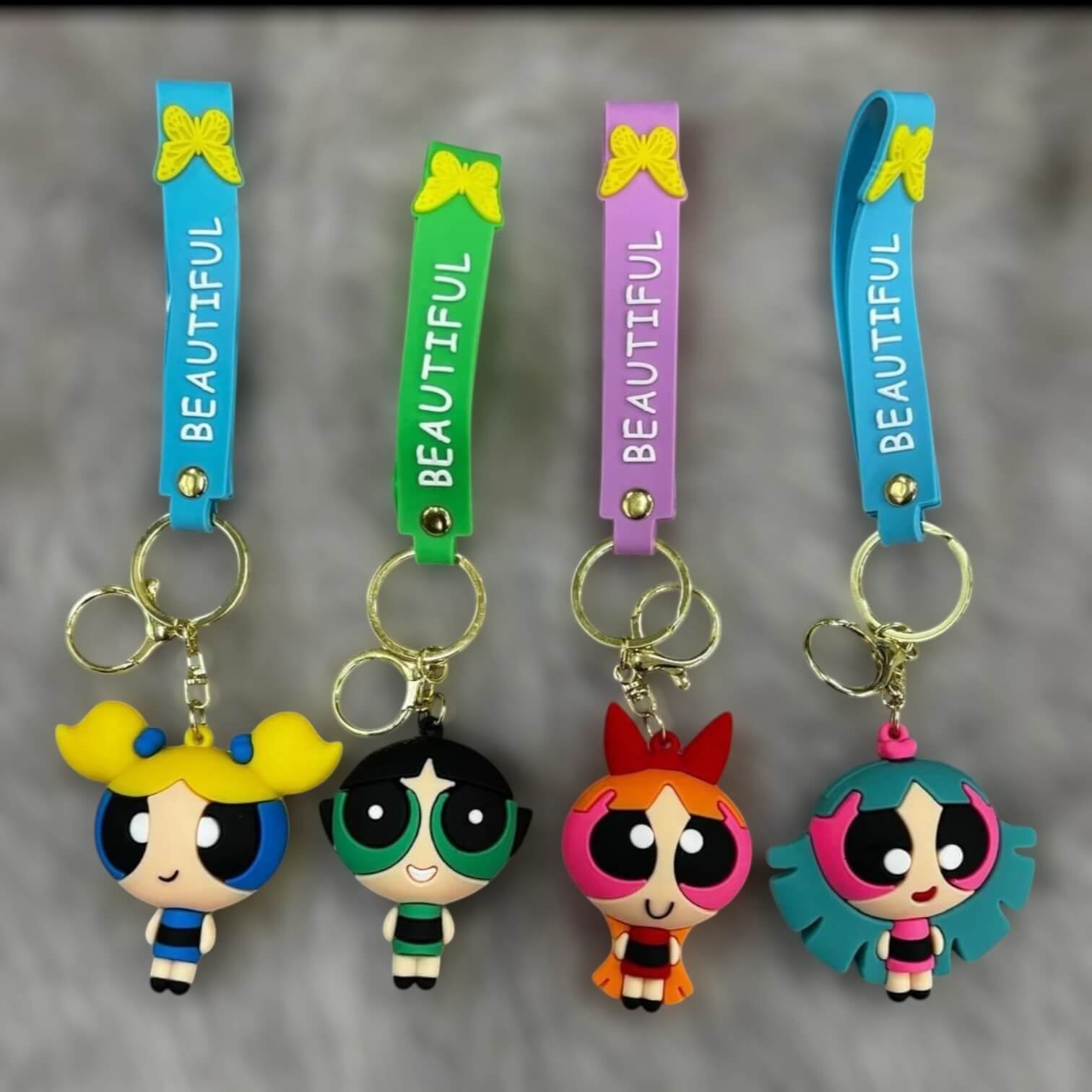 Powerpuff Girls Keychain | 3D Rubber Keychain | Cartoon Powerpuff Girls Keychain | 3D Rubber Keychain | Cartoon Keychain | Kids Keychain | Cute Keychain | Anime Accessories | Bag Charm | School Bag Keychain | Collectible Keychain | Gift Item
