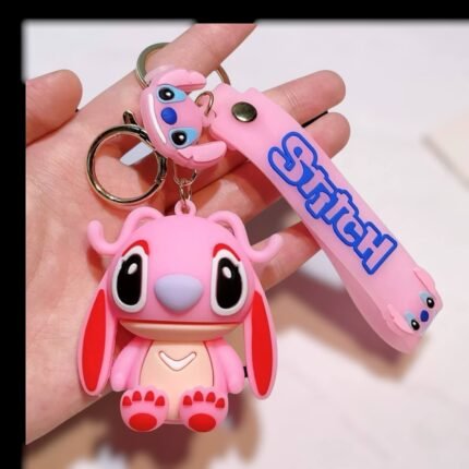 Stitch Keychain | Pink Keychain | 3D Rubber Keychain | Cartoon Keychain | Cute Keychain | Anime Accessory | Bag Charm | Kids Keychain | Gift Item | Character Keychain
