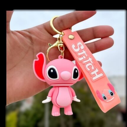 Stitch Keychain | Pink Keychain | 3D Rubber Keychain | Cartoon Keychain | Cute Keychain | Anime Accessory | Bag Charm | Kids Keychain | Gift Item | Character Keychain