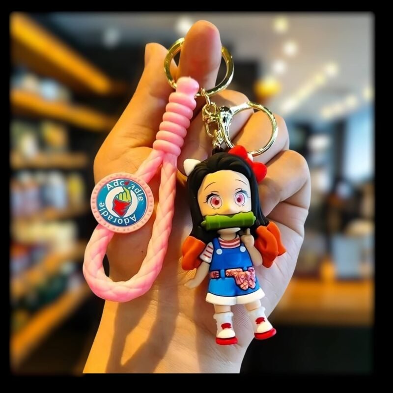Nezuko Keychain | Anime Rubber Keychain | Demon Slayer Keychain | 3D Nezuko Charm | Anime Merchandise | PVC Keychain | Cute Anime Keychain | Cartoon Keychain | Bag Charm | thewholesalestreet