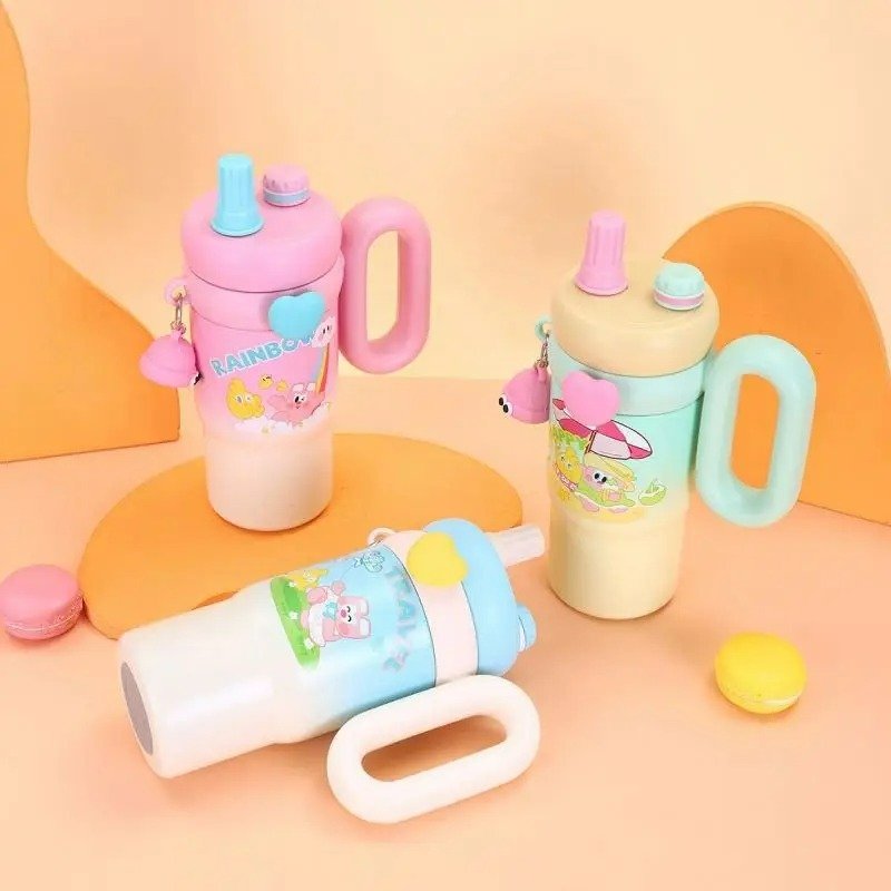 Pastel Cartoon Water Bottles with Handles | water bottle | tumblers | insulated water bottle | glass water bottle | stainless steel water bottle | copper water bottle | coffee tumbler | 2 litre water bottle | gym water bottle | tumbler with straw