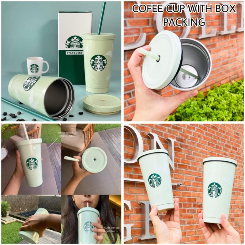 Reusable Coffee Tumbler 500ml | Stainless Steel Coffee Tumbler | Pastel Green Coffee Mug | Coffee Tumbler with Straw Lid | Insulated Coffee Tumbler | Travel Coffee Mug | Leak Proof Coffee Tumbler | Modern Design Tumbler | Reusable Tea Tumbler