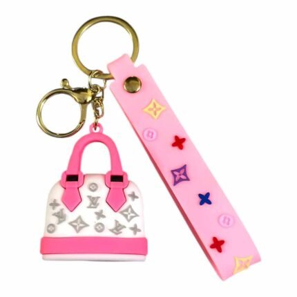 White & Pink Louis Vuitton Inspired Mini Handbag 3D Keychain (RK-142, MOQ-3)