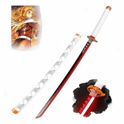 Demon Slayer Anime Rengoku Kyojuro 104 cm Wooden LED Katana Sword