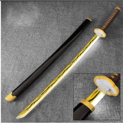 Demon Slayer Anime Zenitsu 104 cm Wooden LED Katana Sword
