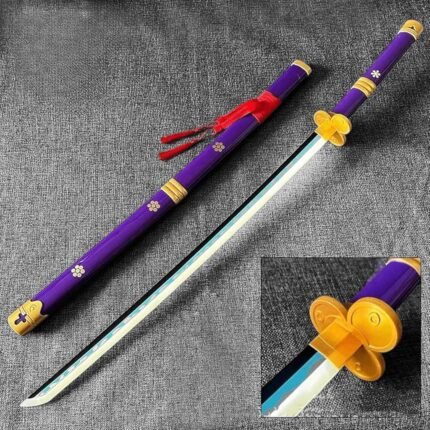 One Piece Anime Roronoa Zoro Enma Purple 104 cm Wooden LED Katana Sword