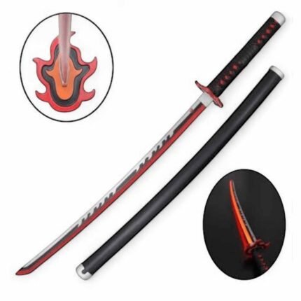 Demon Slayer Anime Tanjiro 104 cm Wooden LED Katana Sword
