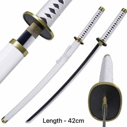 One Piece Anime Roronoa Zoro Enma White 42 cm Wooden Katana Sword with Stand KS-01-42