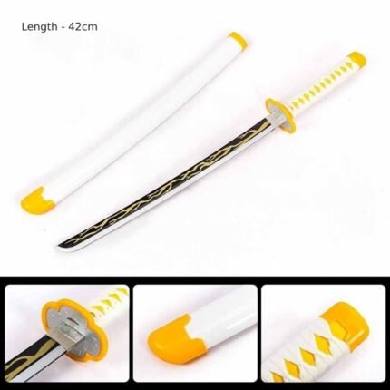 Demon Slayer Anime Zenitsu 42 cm Wooden Katana Sword with Stand KS-05-42