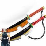 Pair of Demon Slayer Anime Tengen Uzui Kamado 78cm Wooden Katana Sword