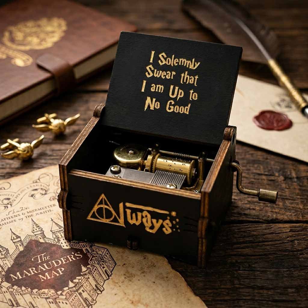 harry potter wooden music box MB01, harry potter music box wholesale India, vintage hand crank music box harry potter, anime collectible music box wooden, buy harry potter music box bulk Delhi,thewholesalestreet