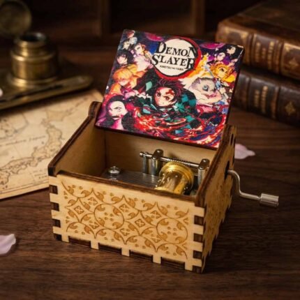 Demon Slayer wooden music box MB06 Anime hand crank music box Demon Slayer Kimetsu no Yaiba collectible music box Wooden engraved anime music box gift MB06 series anime music box