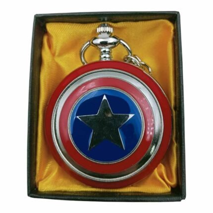 Captain America Colored Pocket Watch Metallic Keychain - PW-101