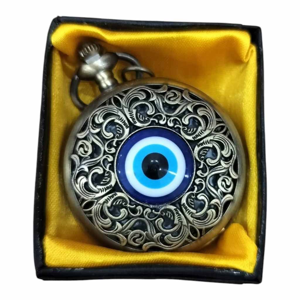 PW-114 Evileye Pocket Watch Metallic Keychain Style1 - PW-114 - Image 1