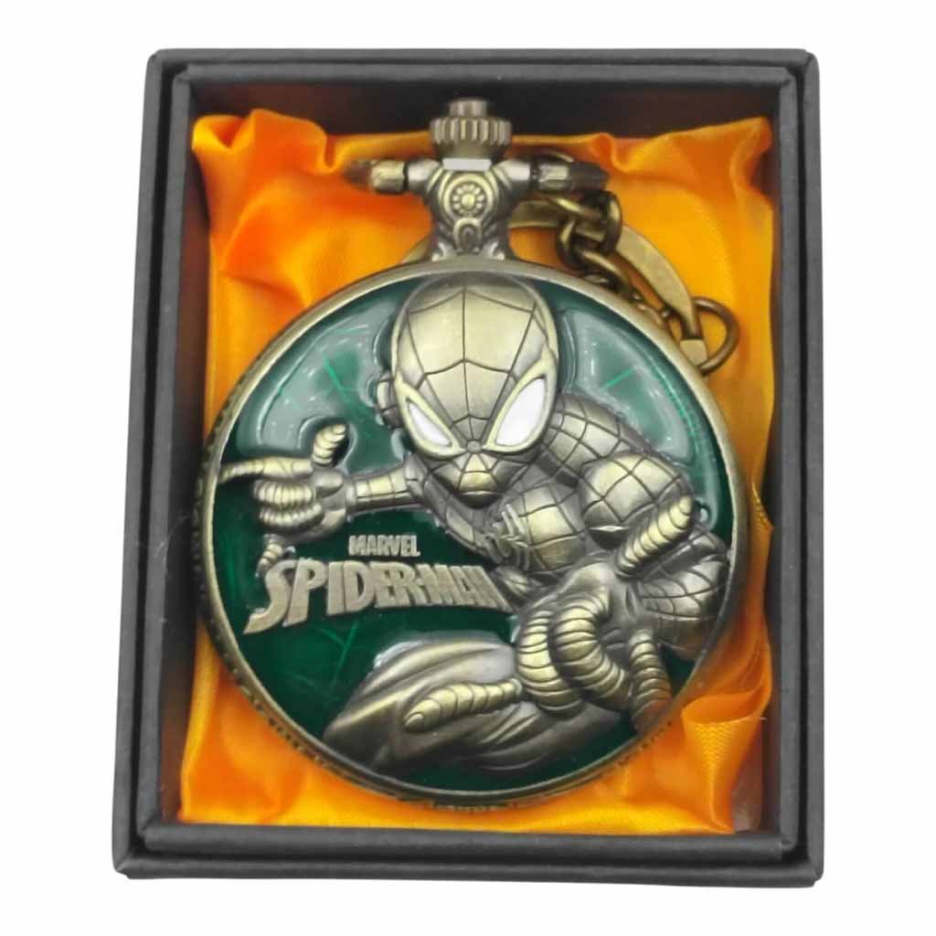 PW-115 Spiderman Colored Pocket Watch Metallic Keychain - PW-115 - Image 1