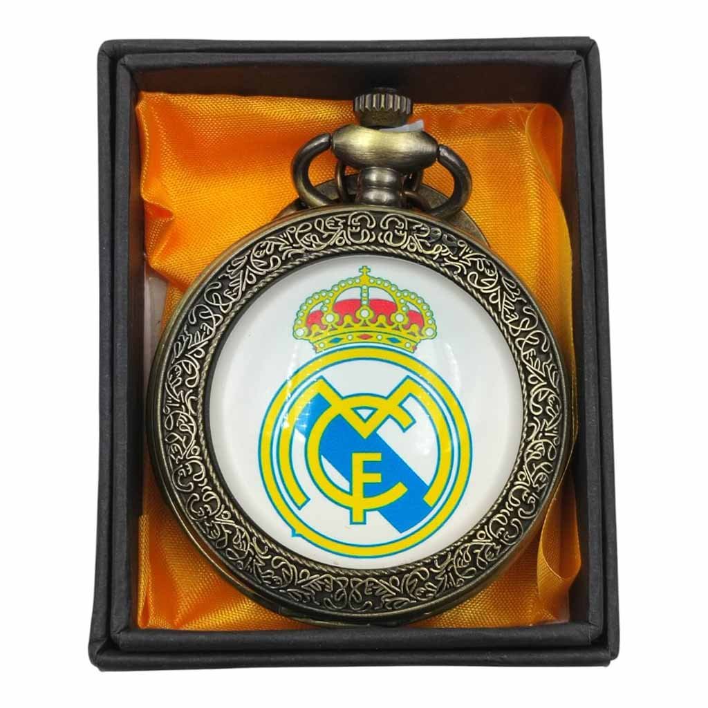 PW-123 Real Madrid Pocket Watch Metallic Keychain - PW-123 - Image 1
