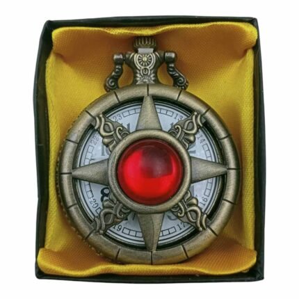 Red Stone Pocket Watch Metallic Keychain - PW-125