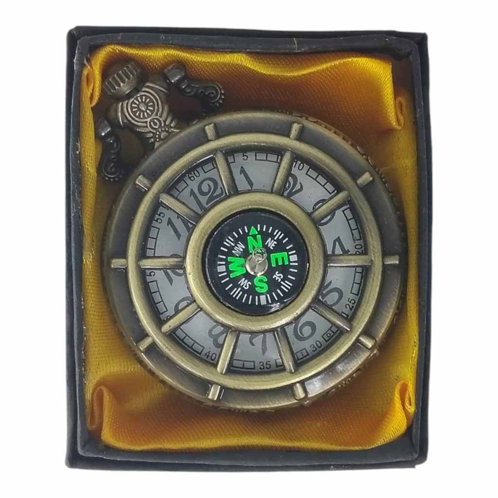PW-126 Compass Pocket Watch Metallic Keychain Style2 - PW-126 - Image 1