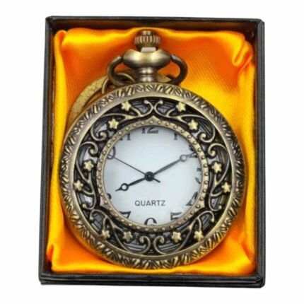 Flower Design Pocket Watch Metallic Keychain Style1 - PW-41