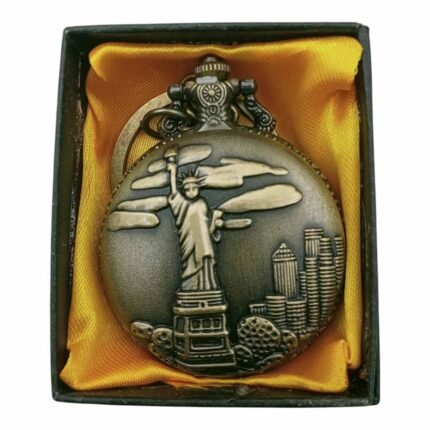 Statue of Liberty Pocket Watch Metallic Keychain - PW-58