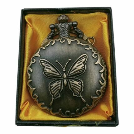 Butterfly Pocket Watch Metallic Keychain style1 - PW-69