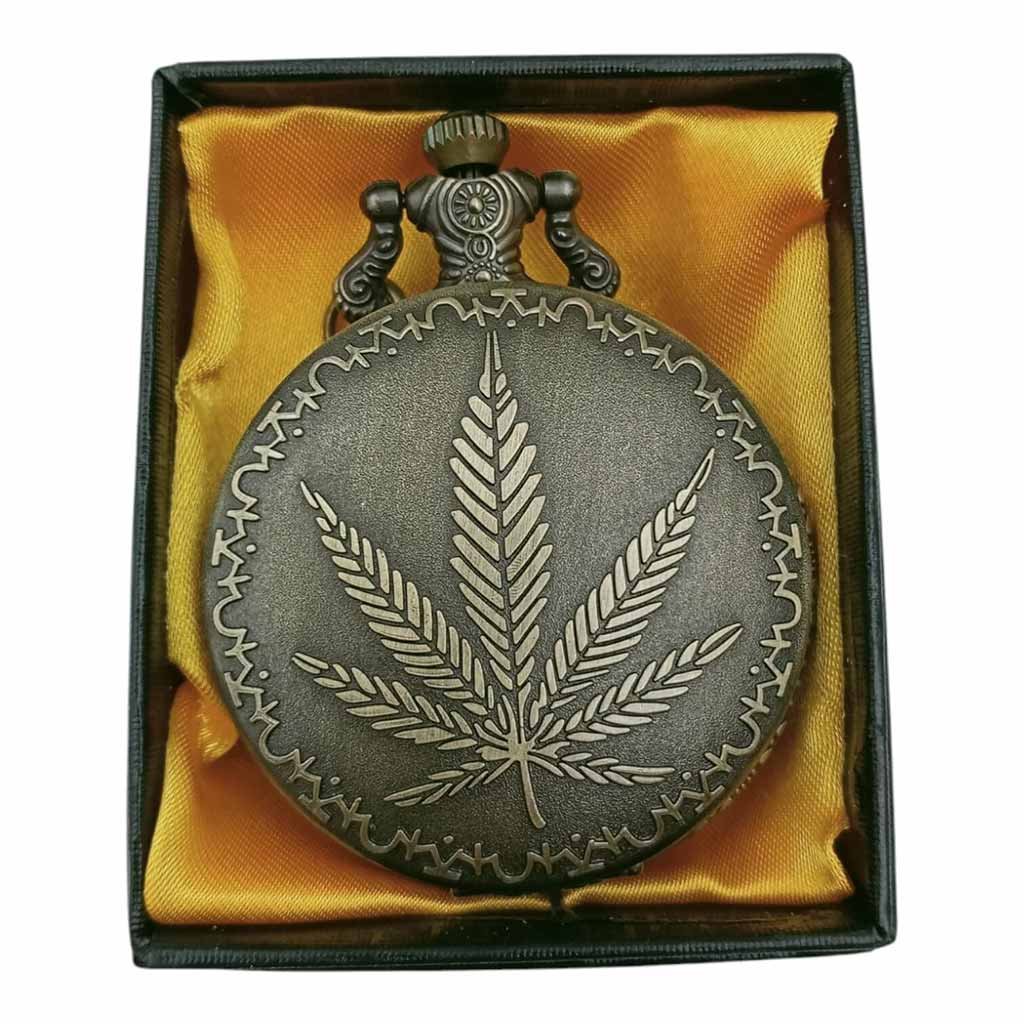 PW-76 Leaf Pocket Watch Metallic Keychain - PW-76 - Image 1