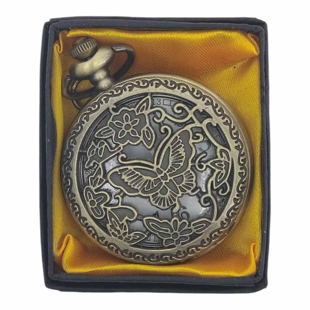 PW-94 Butterfly Pocket Watch Metallic Keychain style3 - PW-94 - Image 1