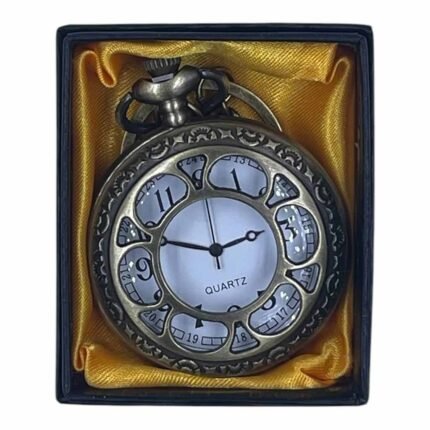 Flower Design Pocket Watch Metallic Keychain Style2 - PW-98