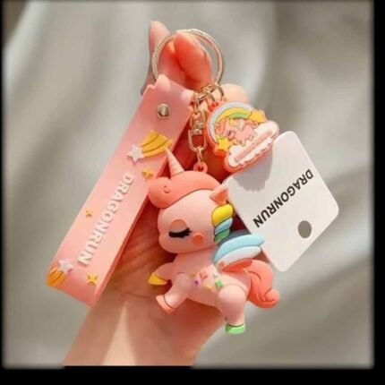 Unicorn Pink Color 3D Rubber Keychain (RK-111, MOQ-3)
