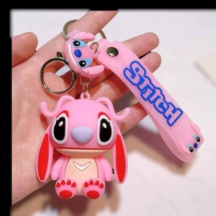 Sitting Stitch Pink Color 3D Rubber Keychain (RK-82, MOQ-3)